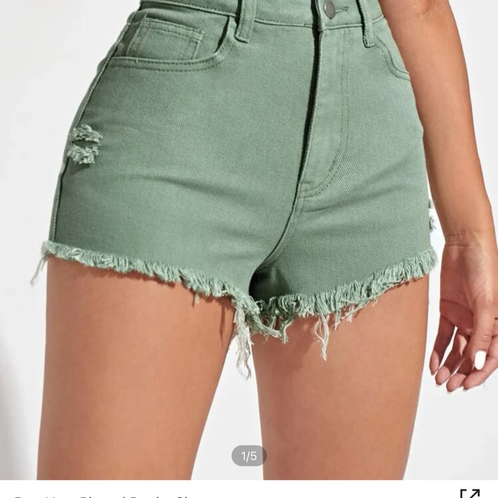 Distressed Green Boho Shorts Medium Frayed NWT in package casual vacation - Picture 3 of 10